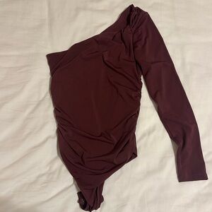 Abercrombie & Fitch One-Shoulder Maroon Bodysuit